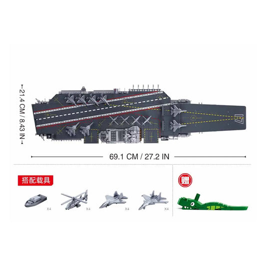 Sluban Shandong Aircraft Carrier 1:450 Building Block Model – 1,413 Pieces | M38-B1189