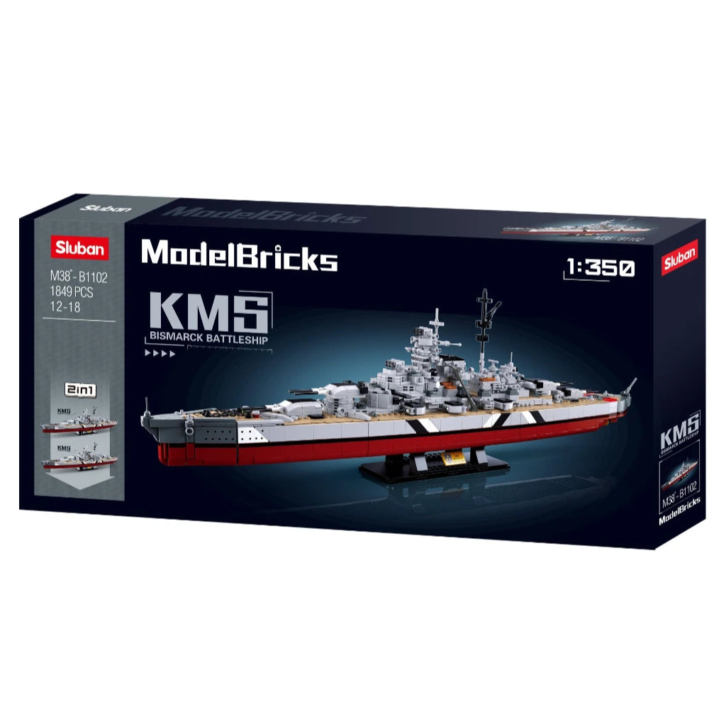 Sluban Bismarck Battleship Building Block Set 1:350 – M38-B1102 – 1849 Pieces