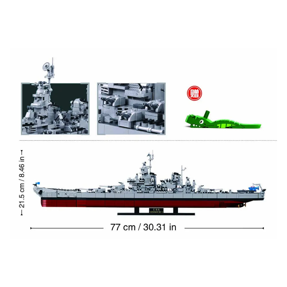 Sluban USS Missouri Battleship 1:350 Building Block Model – 1,739 Pieces | M38-B1291